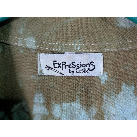 VTG Art-To-Wear Blazer Jacket Womens Medium Turquoise Beige Toggle Closure Boho - Picture 8 of 8